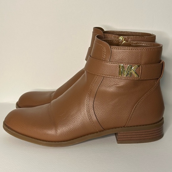 Michael Kors Jilly Faux Pebbled Leather Ankle Boot Brown Size 9 - Picture 2 of 7